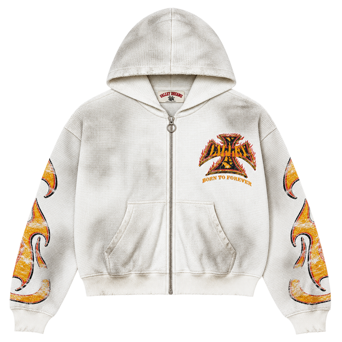 Vale Forever Reborn Waffle Zip Up Hoodie 'White'