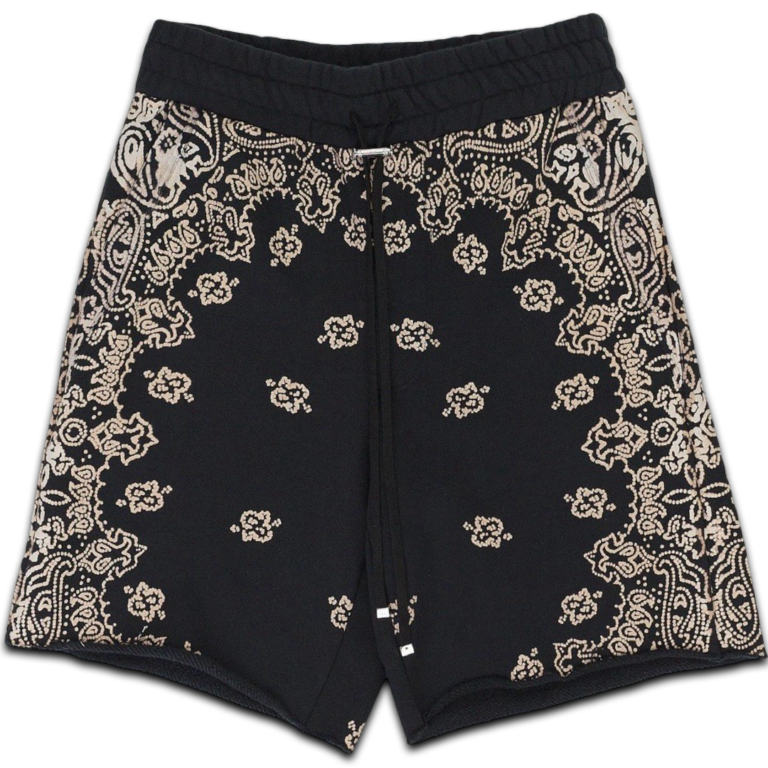 Amiri Bandana Bleach Beach Shorts (Black)
