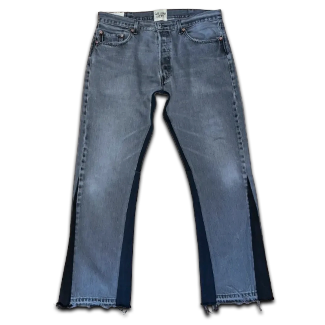 GALLERY DEPT.  La Flare Distressed Dark Two-Tone Jeans