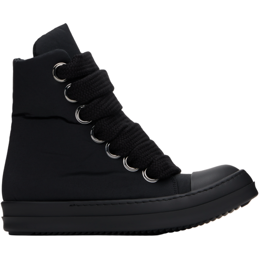 Rick Owens Jumbo Lace Puffer High Sneakers (Black/Black)