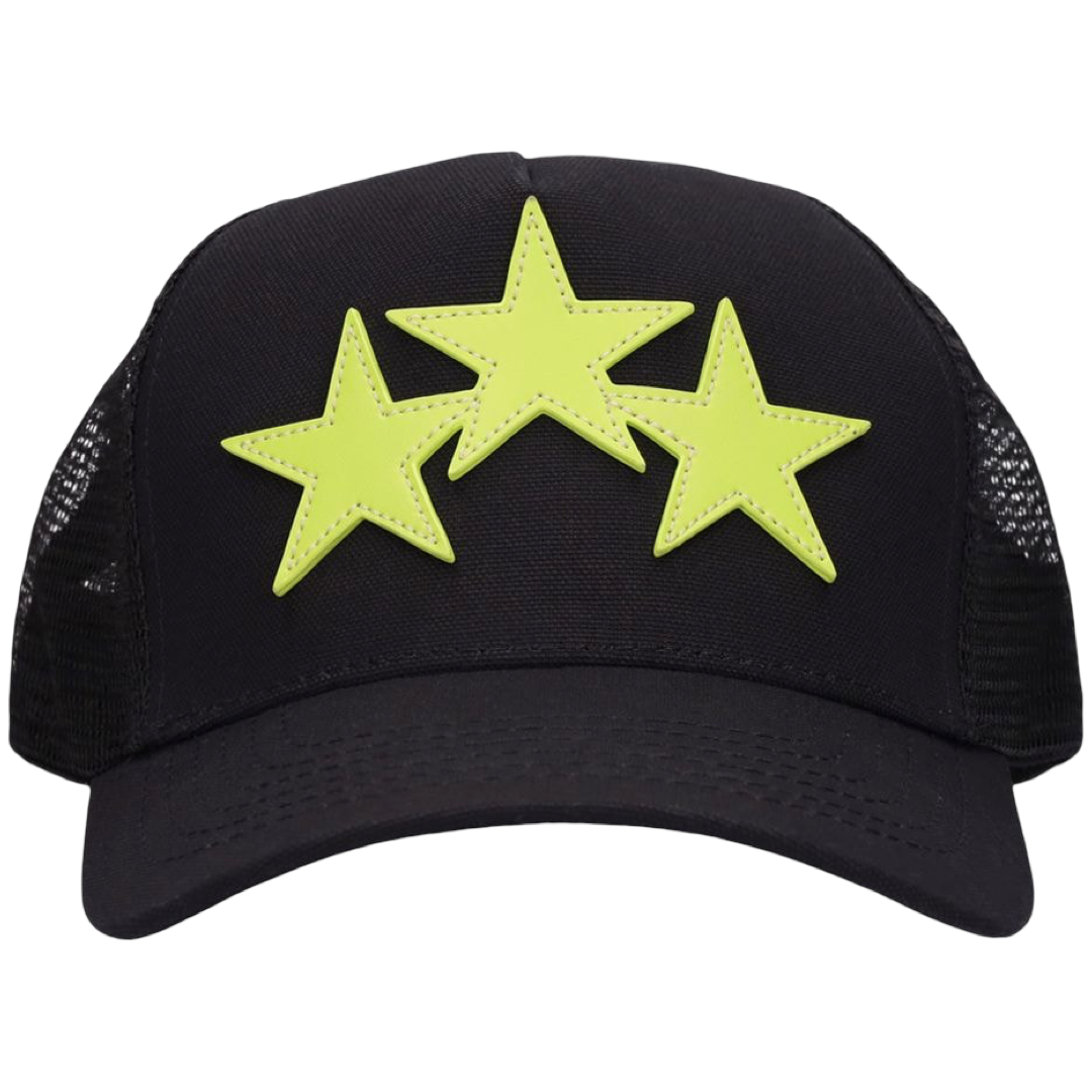 Amiri 3 Star Trucker Hat (Black/Green)