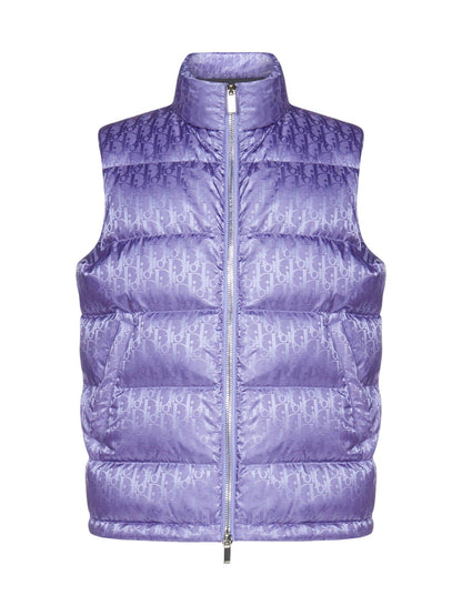 Dior Oblique Jacquard Motif Sleeveless Down Jacket Purple "All-over"