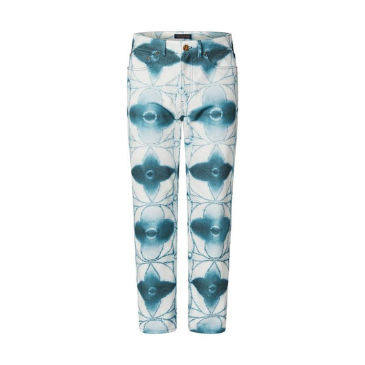 Louis Vuitton Monogram Shibori Printed Denim Regular Pants "White Blue"