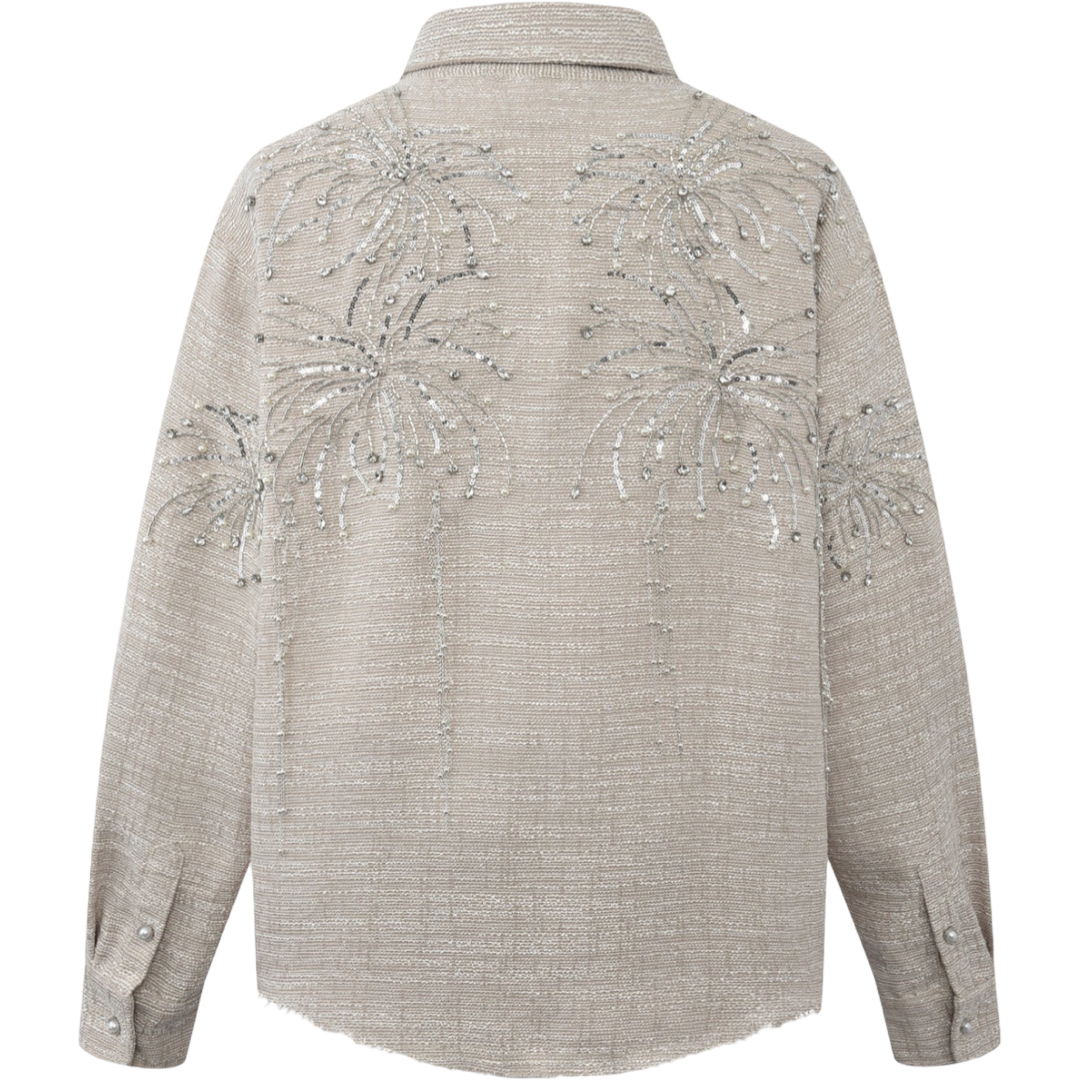 Birth of Royal Child Firework Beaded Diamond Shirt (Off-White)