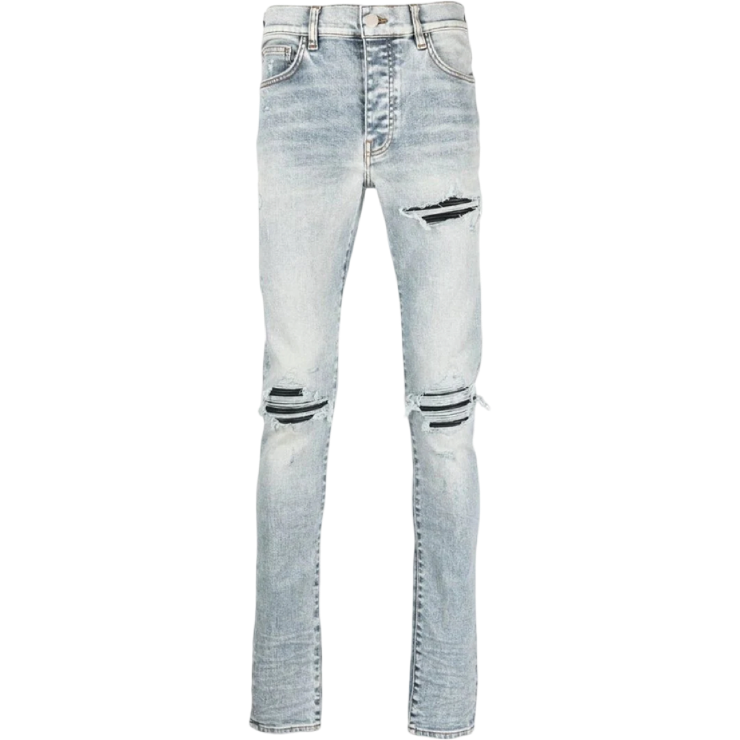 Amiri MX1 Jean 'Stone Indigo' (Black Leather Patch)