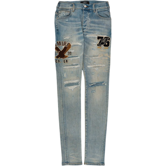 Amiri Varsity Eagle Jeans (Antique Indigo)