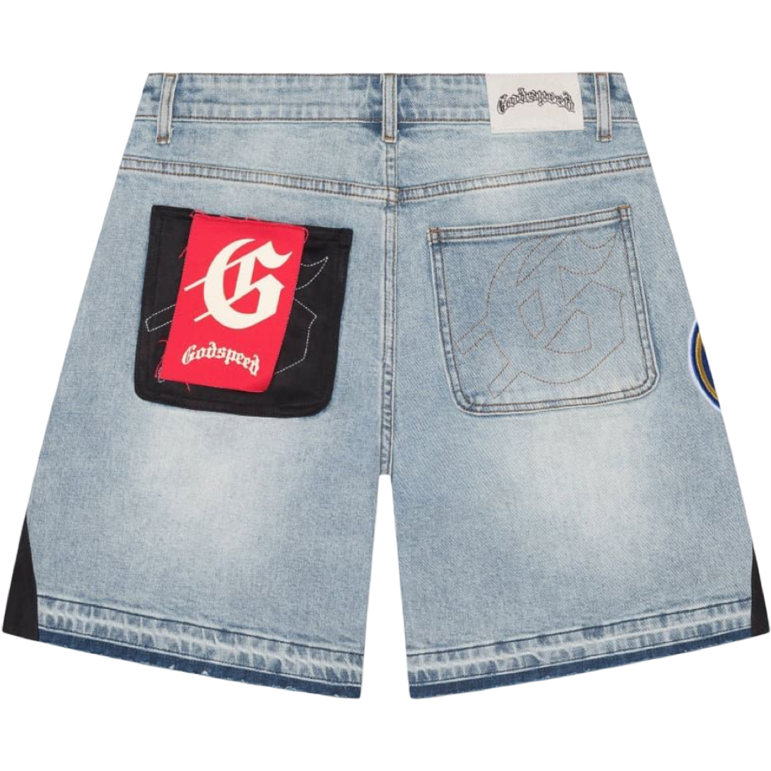 GodSpeed Patchwork V2 Denim Shorts (Blue)