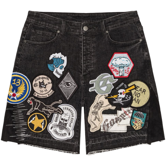 GodSpeed Patchwork V2 Denim Shorts (Black)