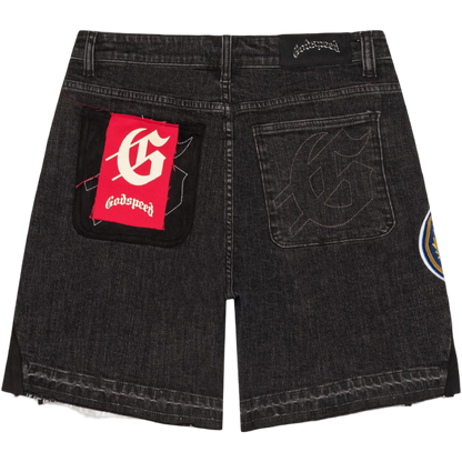GodSpeed Patchwork V2 Denim Shorts (Black)