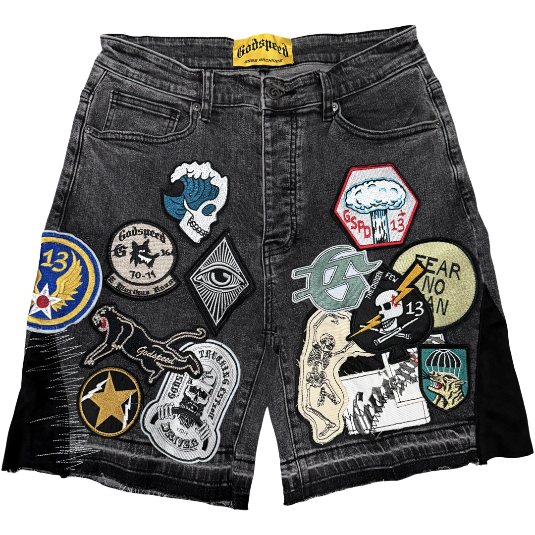 GodSpeed Patchwork V2 Denim Shorts (Grey)