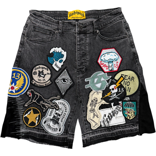 GodSpeed Patchwork V2 Denim Shorts (Grey)