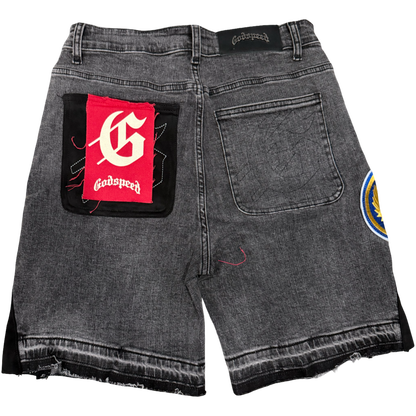 GodSpeed Patchwork V2 Denim Shorts (Grey)