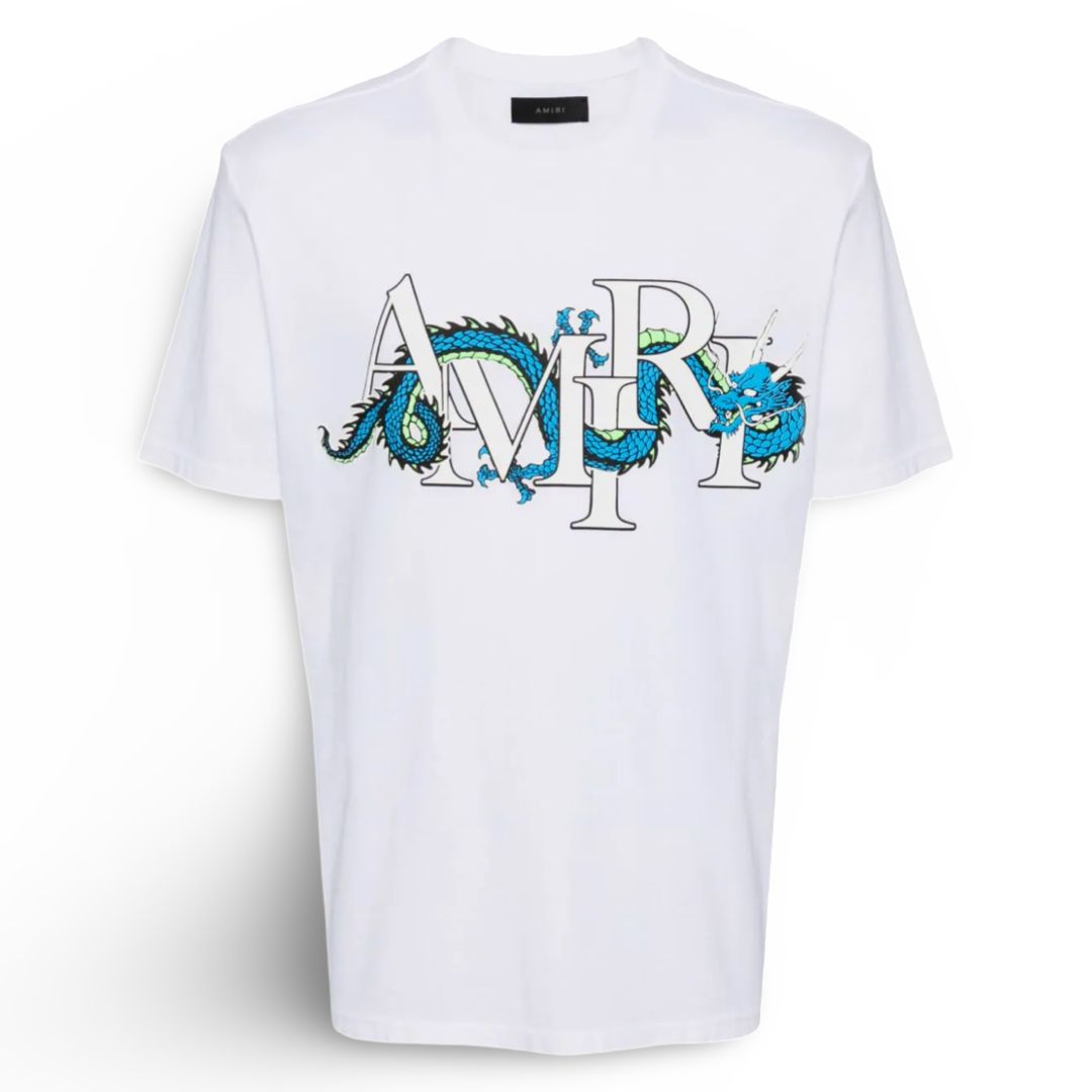 Amiri Dragon Logo-Print Cotton T-Shirt In "White"