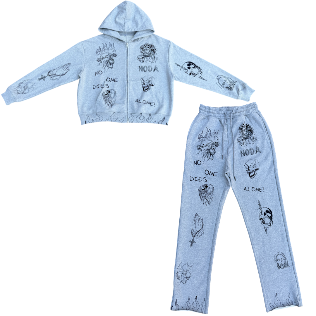 N.O.D.A  Grey Hoodie/Jogger Set