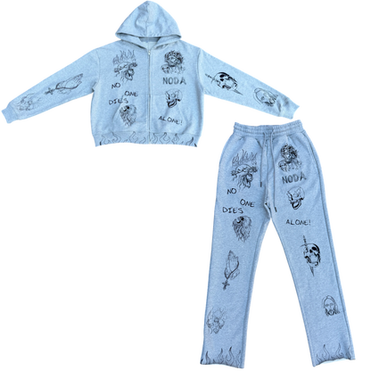N.O.D.A  Grey Hoodie/Jogger Set