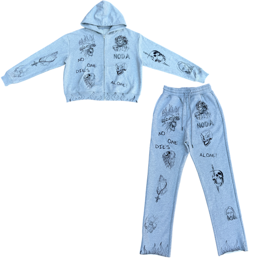 N.O.D.A  Grey Hoodie/Jogger Set