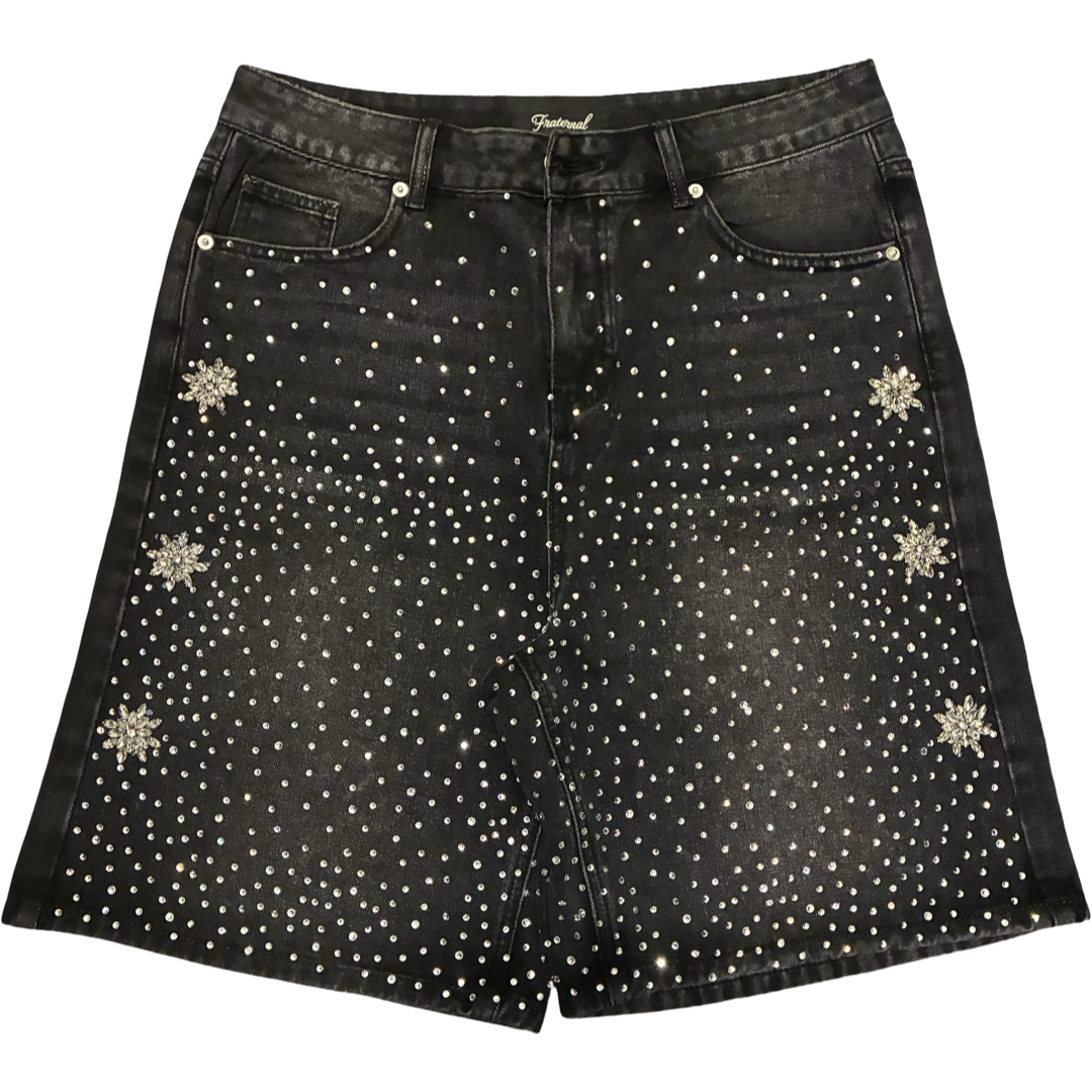 Fraternal Sparkling Black Jean Shorts