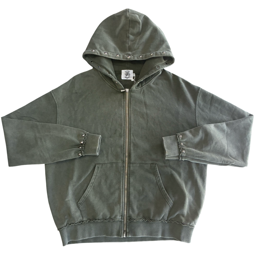 Saint Vanity Cotton Zip Up Hoodie (Green)