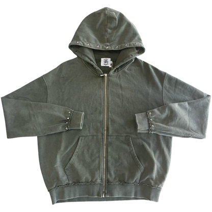 Saint Vanity Cotton Zip Up Hoodie (Green)