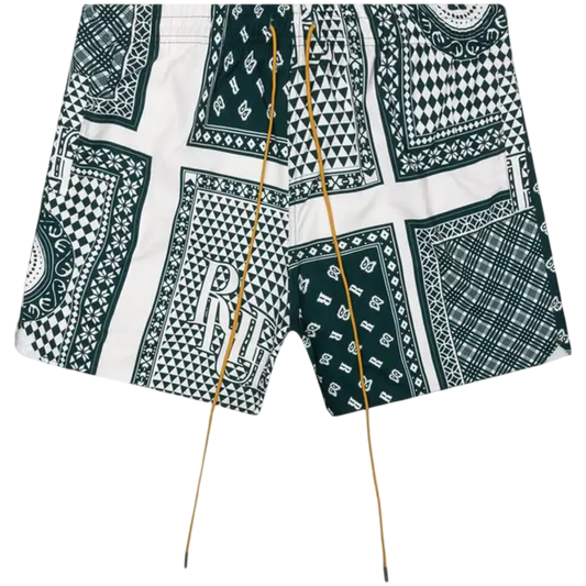 Rhude Card Print Swim Trunk (Green)