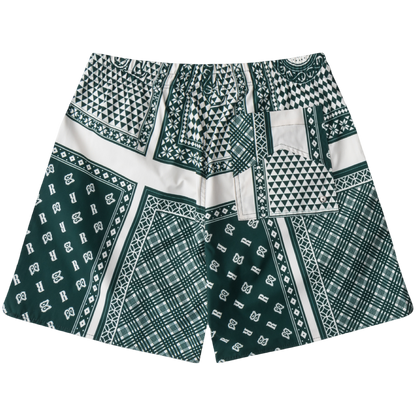Rhude Card Print Swim Trunk (Green)