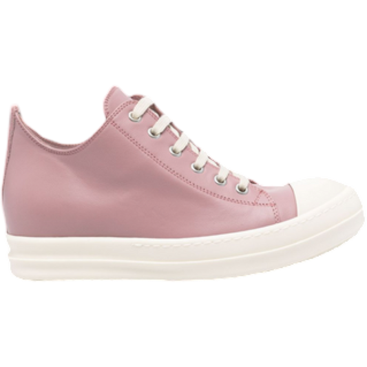 Rick Owen's Pink Leather Low Sneaker (Dusty Pink/Milk/Milk)