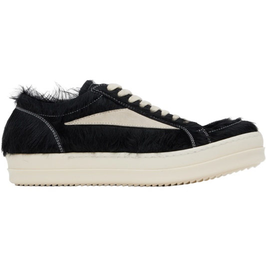 Rick Owen's Leather Vintage Fur Low Sneaker (Black/Milk/Milk)