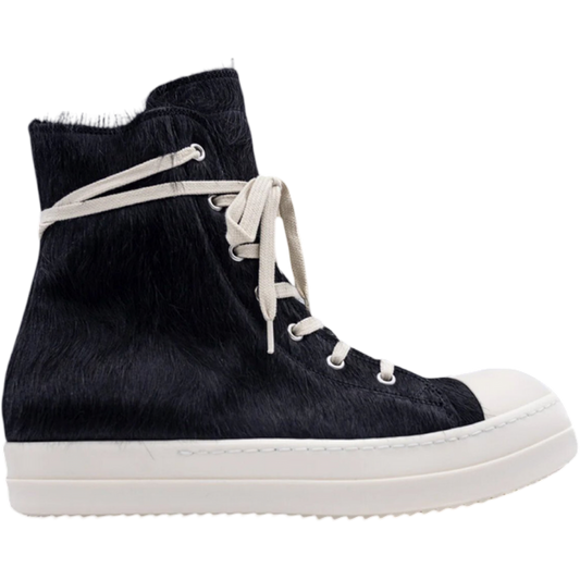 Rick Owen's Pony Hair High Sneaker (Black/Milk)