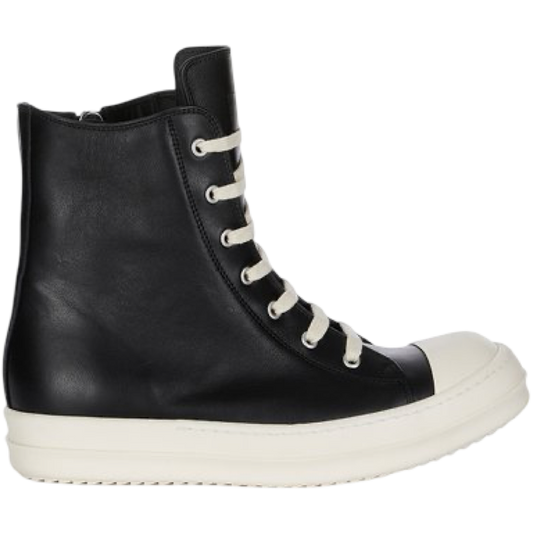 Rick Owen's Leather High Sneaker (Black/Milk/Milk)