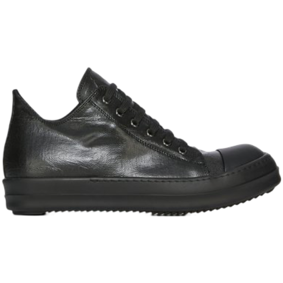 Rick Owen's DRKSHDW Paint Crack Canvas Sneaker (All Black)