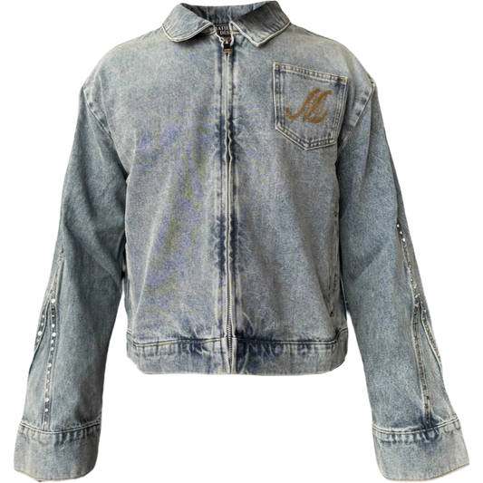 Matiere de Desirs Studded Pleated Denim Jacket