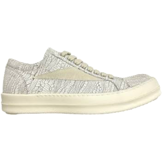 Rick Owens Vintage Cracked Paint Low Sneaker (Milk/Milk)