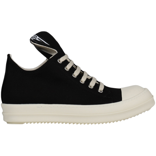Rick Owens Hollywood Canvas Low Sneaker (Black/Milk/Milk)
