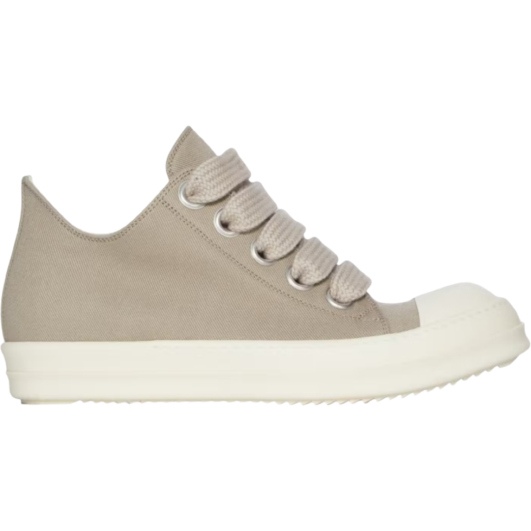 Rick Owens Low Jumbo Lace Canvas Sneaker (Dirty Pearl/Milk/Milk)