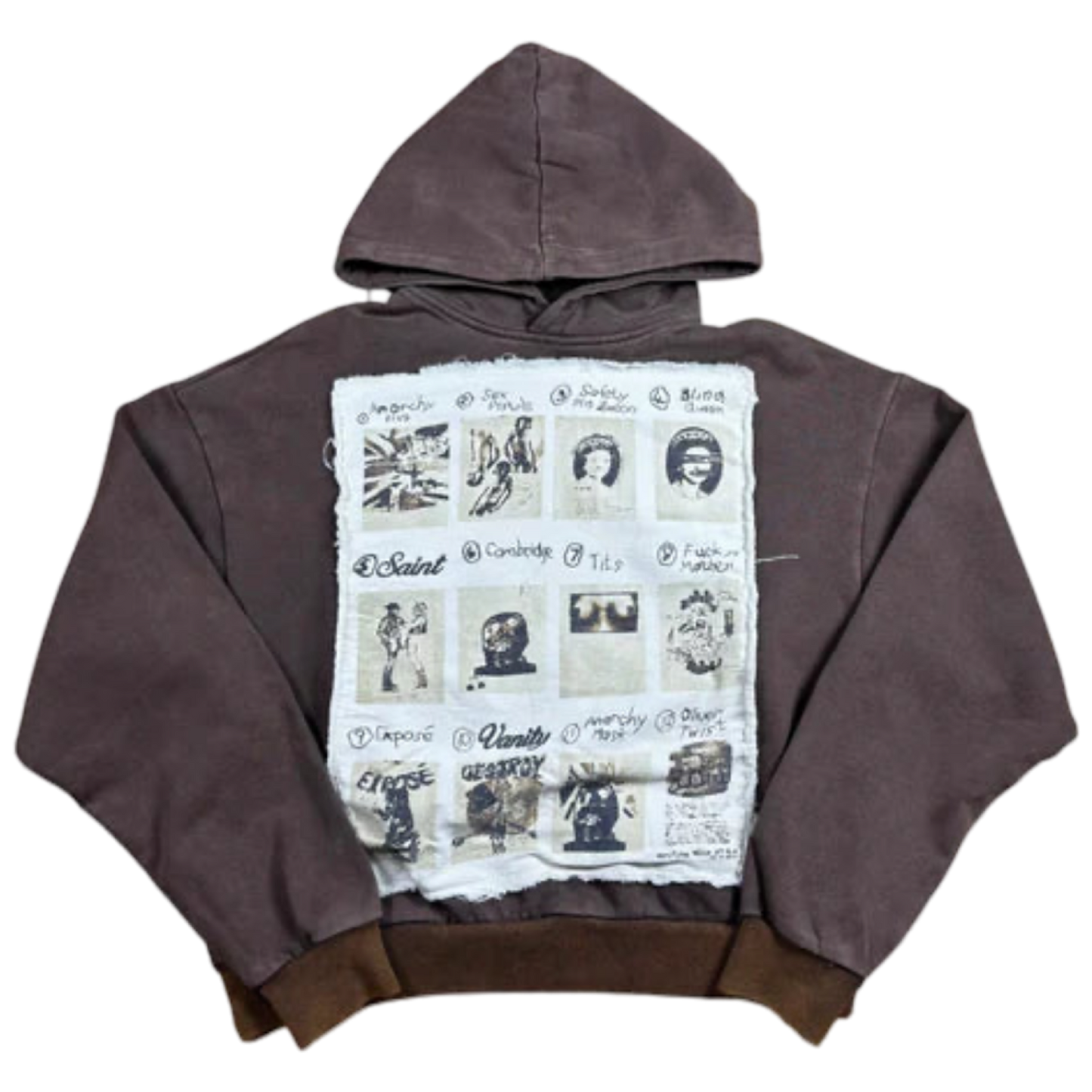 Saint Vanity Collage Patch Hoodie (Brown)