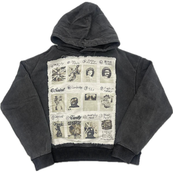 Saint Vanity Collage Patch Hoodie (Faded Black)