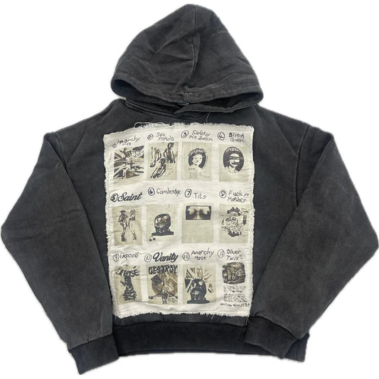 Saint Vanity Collage Patch Hoodie (Faded Black)