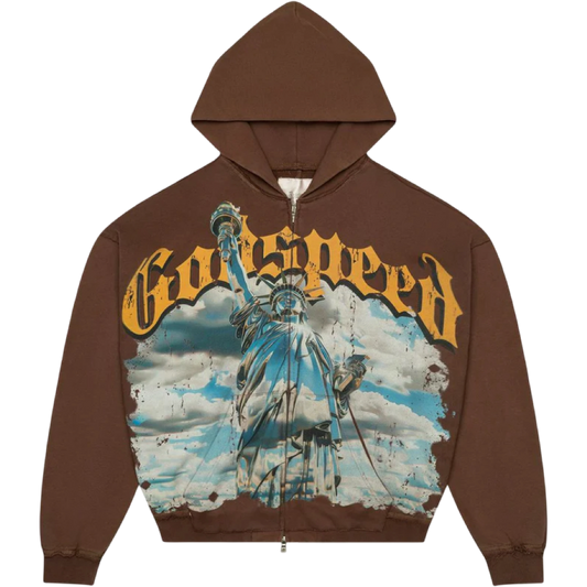 GodSpeed ‘Chrome Liberty’ Zip Up Hoodie (Brown)