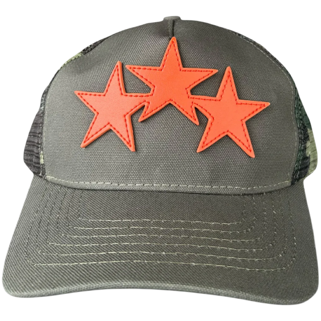 Amiri ‘Stars’ Trucker Hat (Camo Green/Orange)