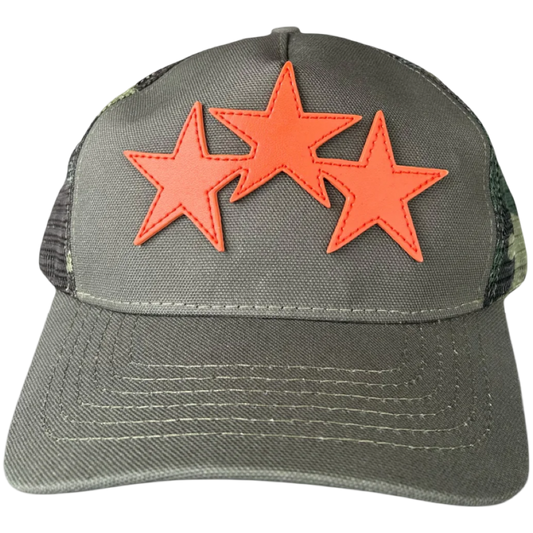 Amiri ‘Stars’ Trucker Hat (Camo Green/Orange)