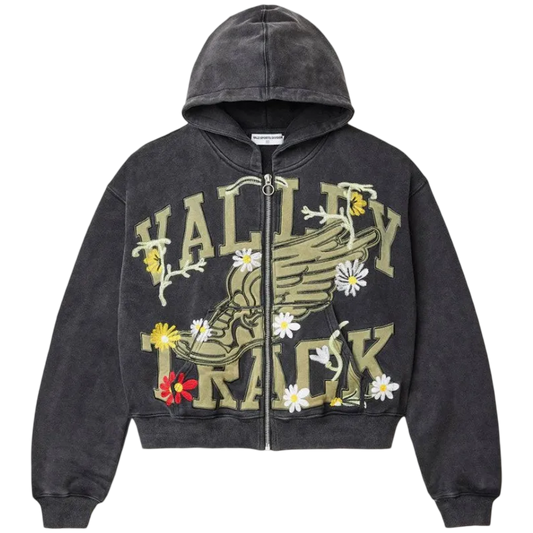 Vale Bone Garden Zip Up Hoodie (Faded Black)