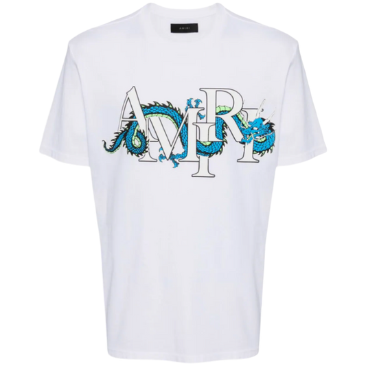 Amiri Dragon Logo-Print Cotton T-Shirt In "White"