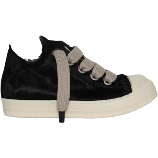 Rick Owens Ladies Pony Hair Low Sneaker (Black/Milk/Milk)