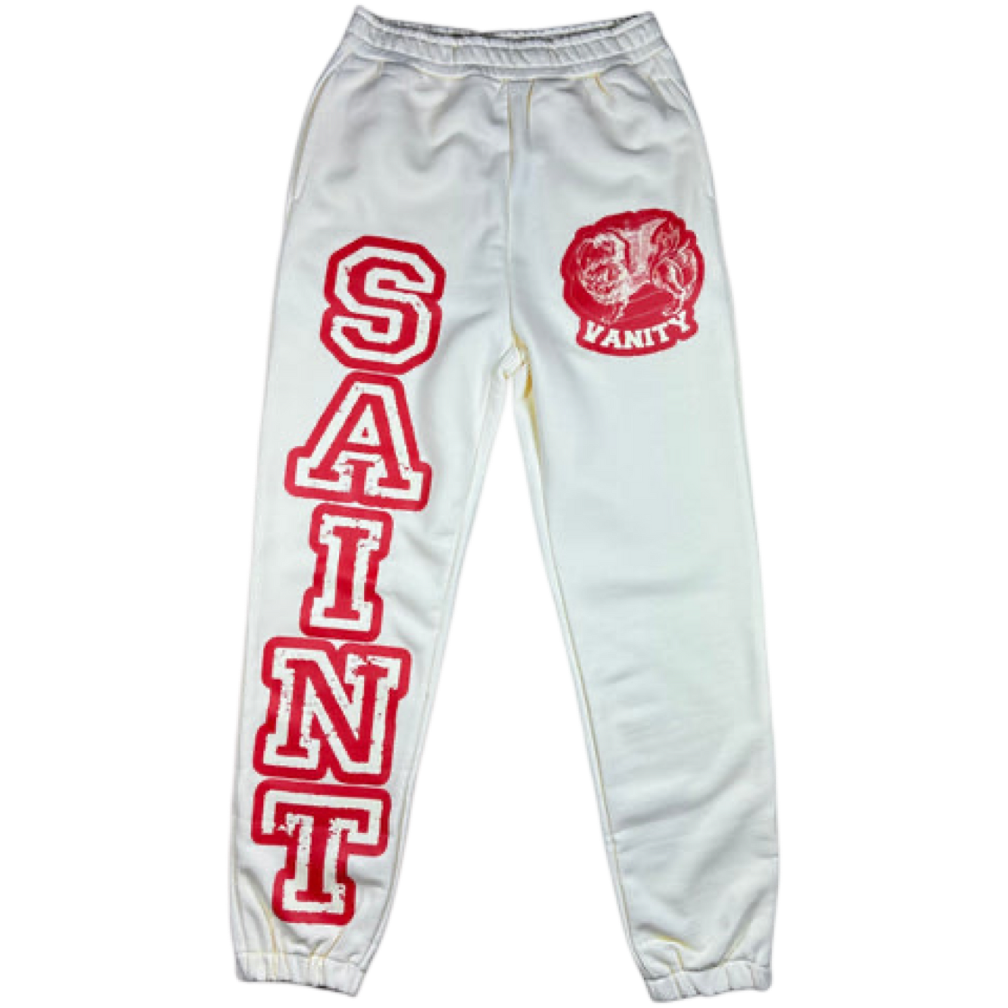 Saint Vanity Varsity Sweatpants (Cream/Red)