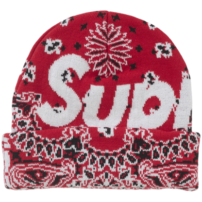 Supreme Bandana Big Logo Beanie (Red)