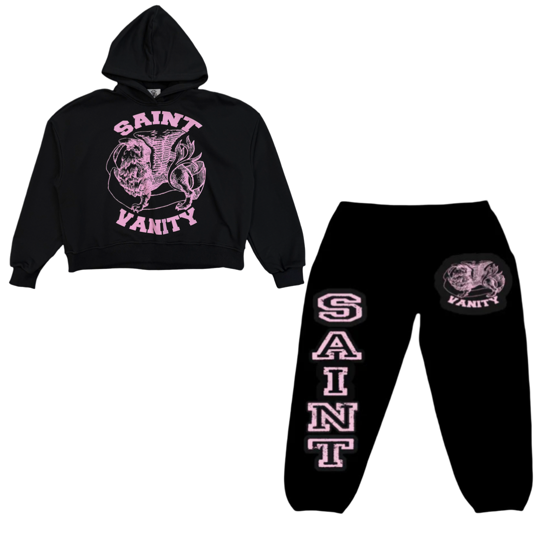 Saint Vanity Hoodie/Joggers Set (Black/Pink)
