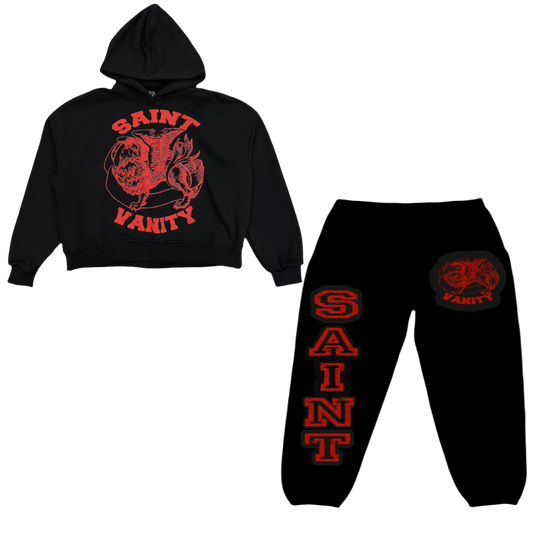 Saint Vanity Hoodie/Joggers Set (Black/Red)