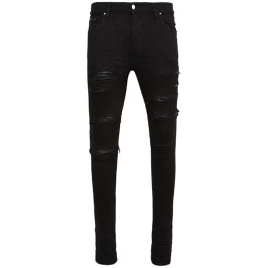 Amiri Black Leather Thrasher Jean