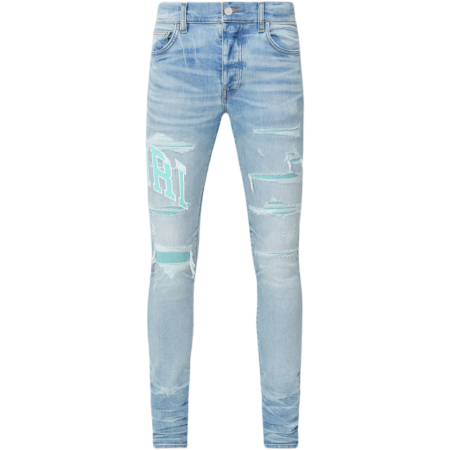 Amiri Varsity Logo Repair Jean (Tiffany Blue)