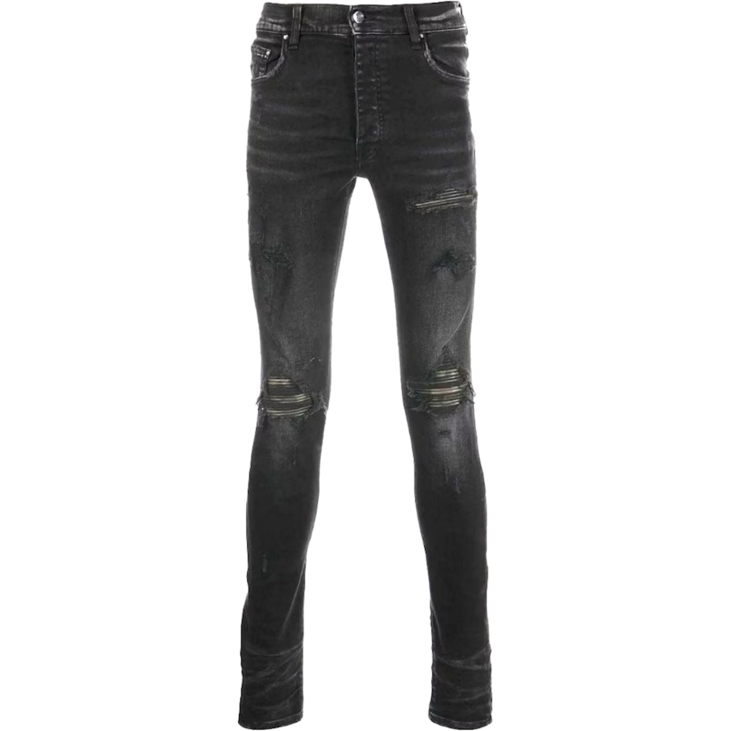 Amiri Leather Camo MX1 Jean (Aged Black)